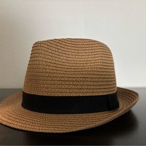 Stylish Tan Fedora Hat with Black Band
